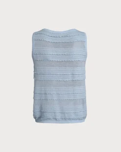Blue Scoop Neck Crochet Tank Top