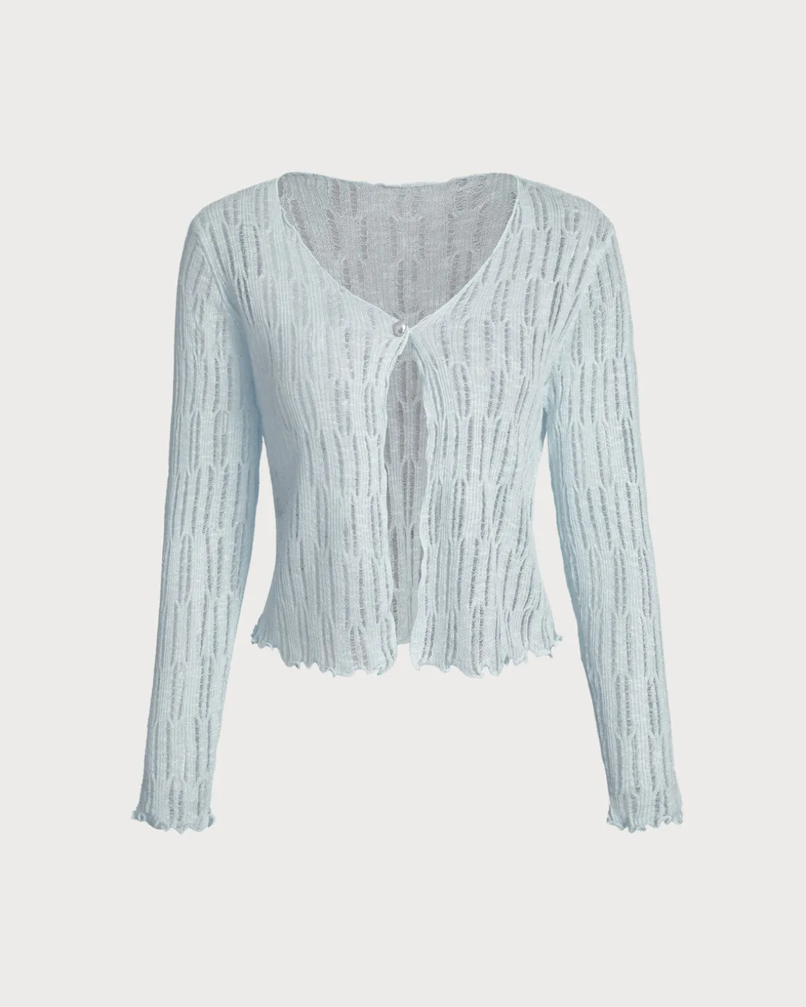 Blue Single Button Slim Cardigan
