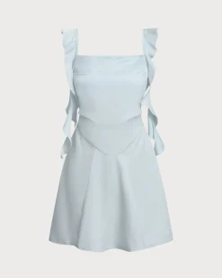 Blue Square Neck Slip Mini Dress