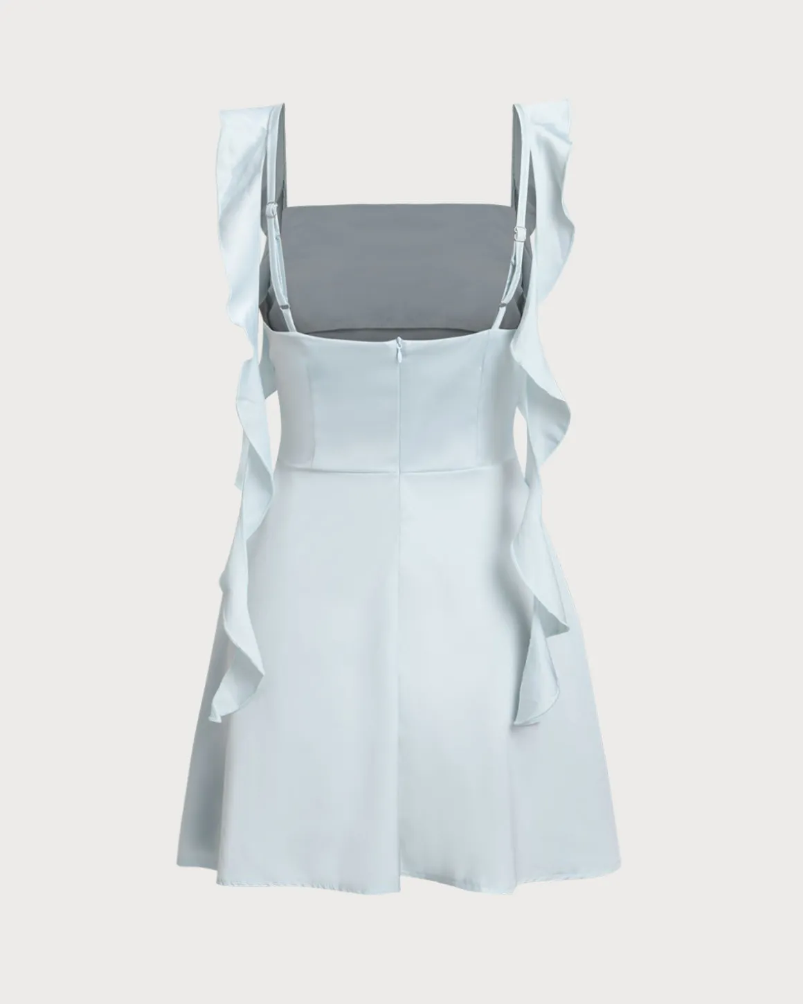 Blue Square Neck Slip Mini Dress