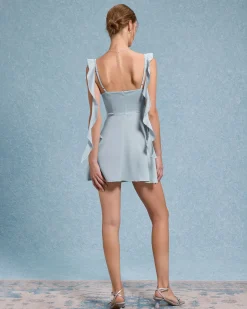 Blue Square Neck Slip Mini Dress