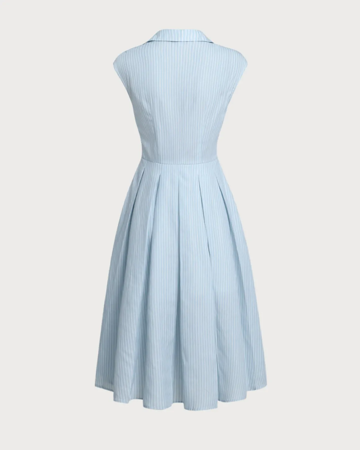 Blue Striped Cap Sleeve Midi Dress