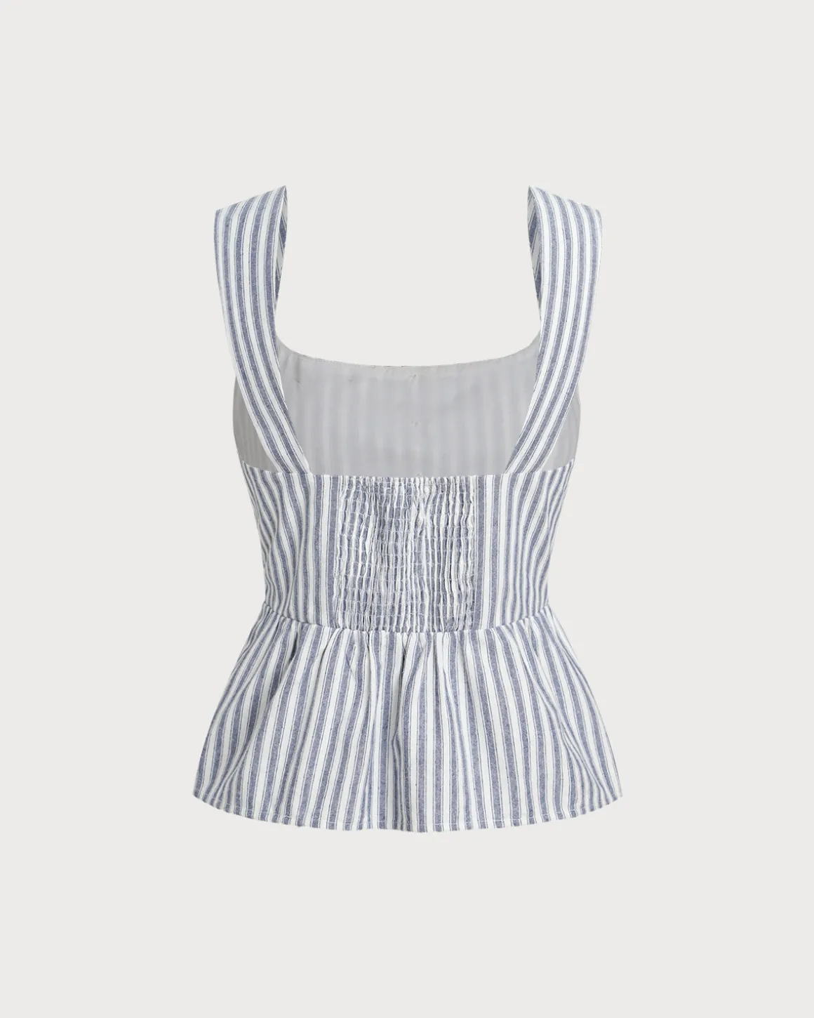 Blue Striped Square Neck Tank Top