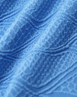Blue Textured Bralette One-Piece Swimsuit