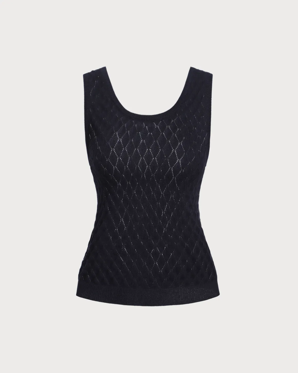 Blue Textured Crochet Tank Top