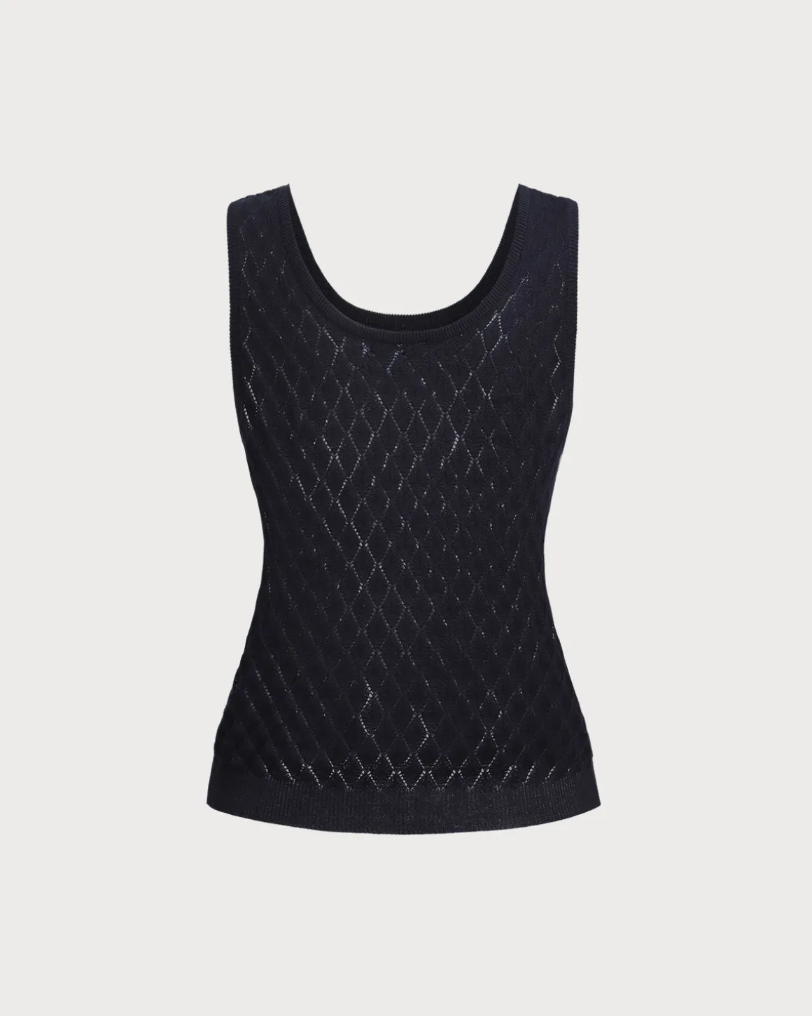 Blue Textured Crochet Tank Top