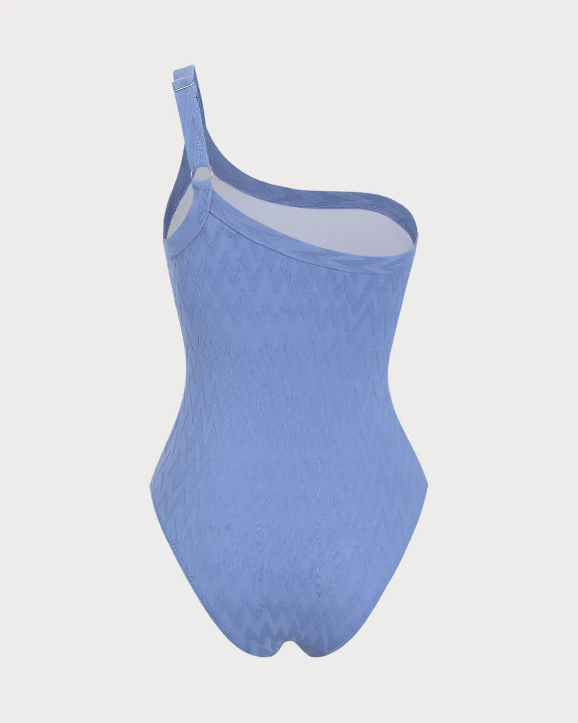 Blue Textured One-Shoulder One-Piece Swimsuit