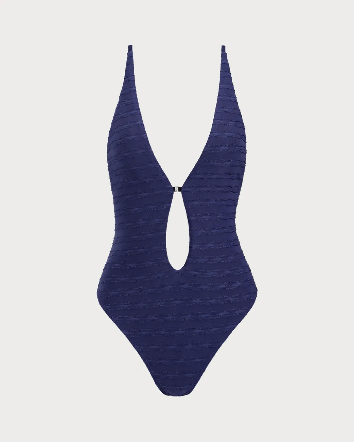 Blue Textured Tie Front One-Piece Swimsuit