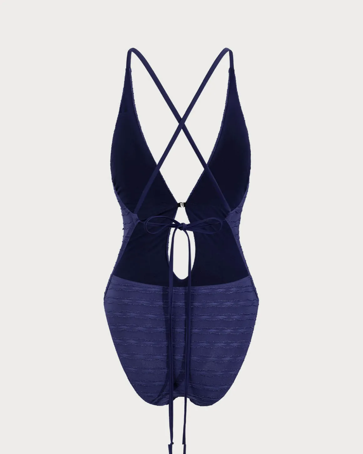 Blue Textured Tie Front One-Piece Swimsuit