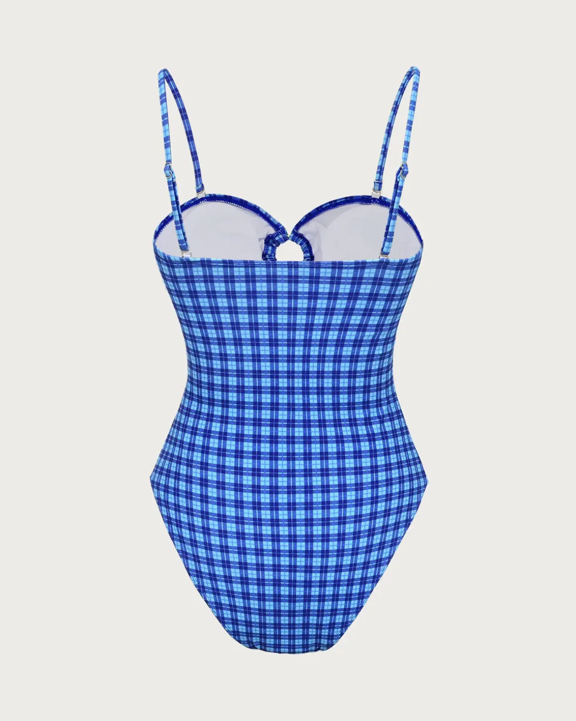 Blue Vintage Plaid One-Piece Swimsuit