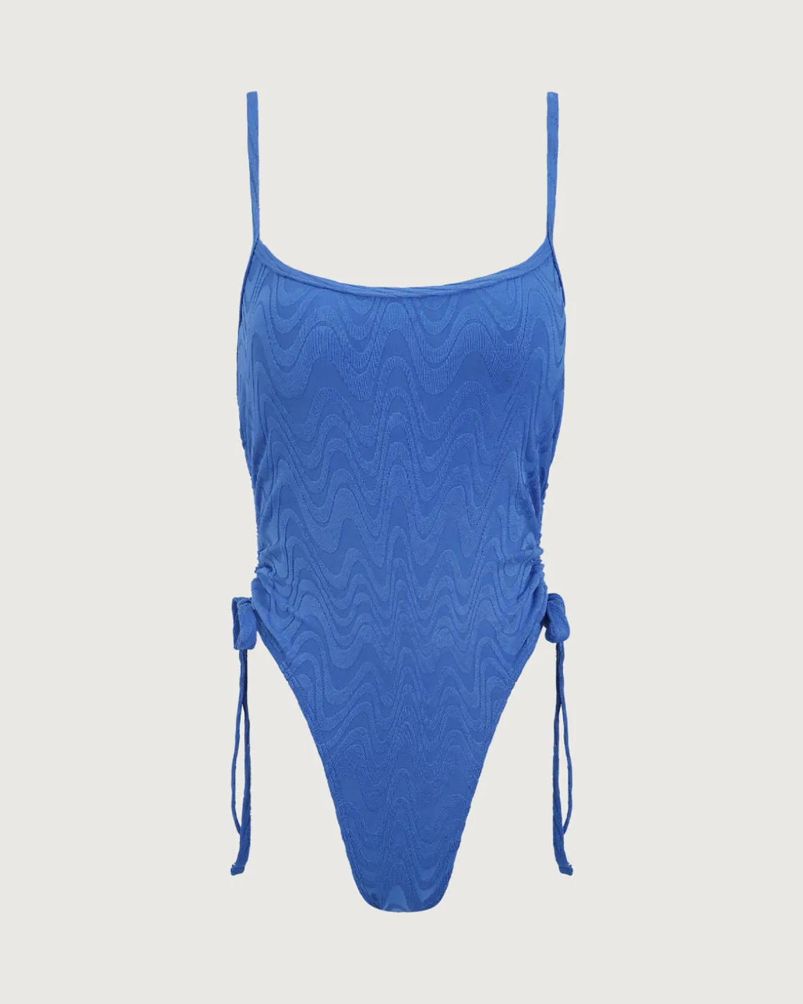 Blue Wave Textured Ruched One-Piece Swimsuit