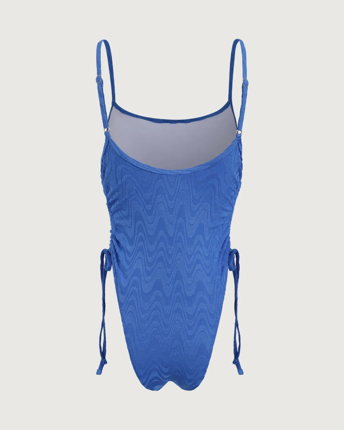 Blue Wave Textured Ruched One-Piece Swimsuit