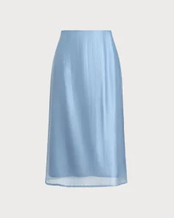 Blue Zipper A-Line Skirt