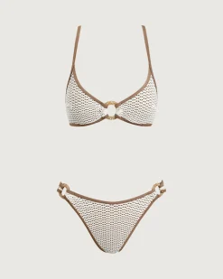 Brown Contrast O-Ring Bikini Set