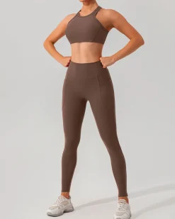 Brown I-back Yoga Tank Top