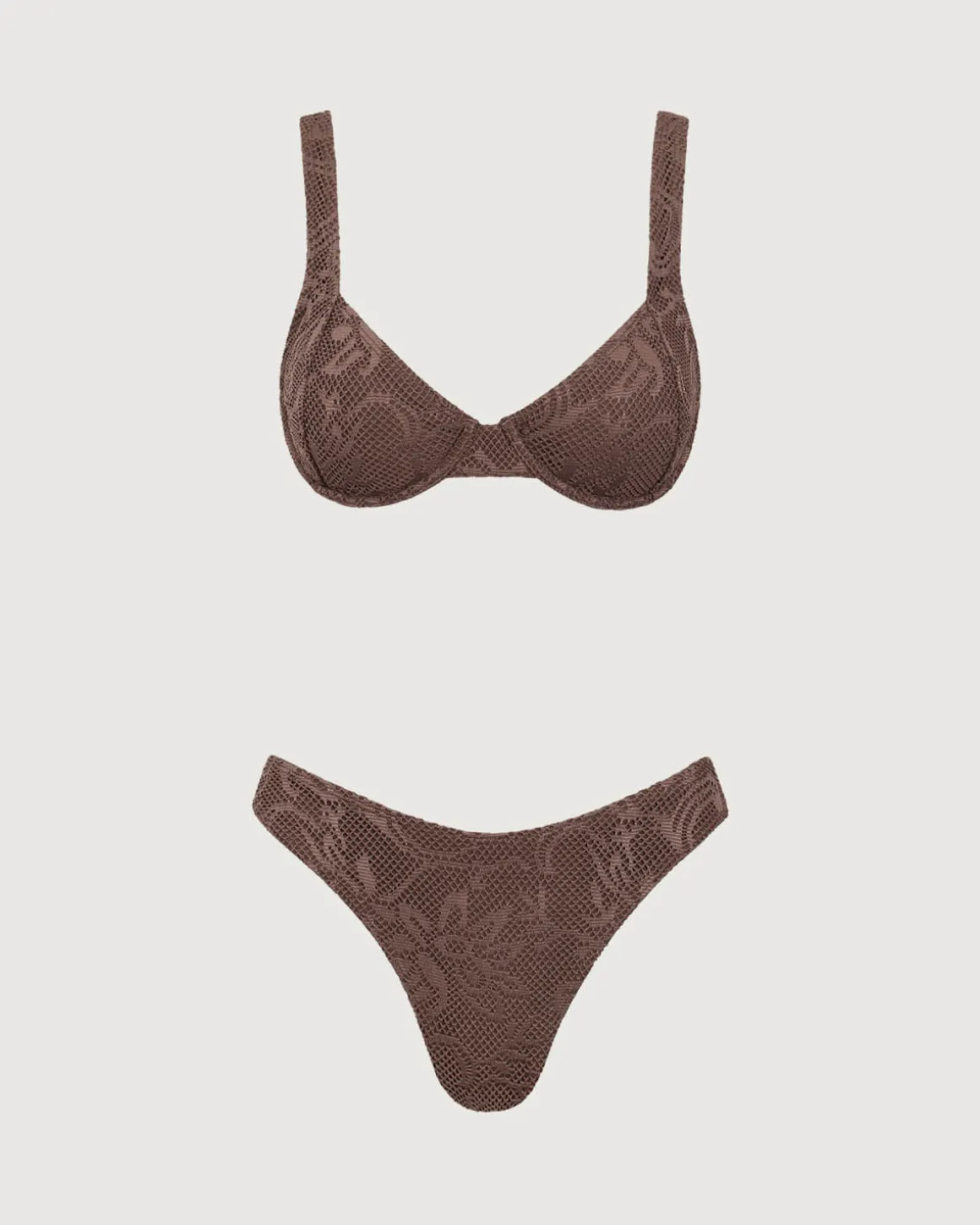 Brown Mesh Underwire Bikini Set