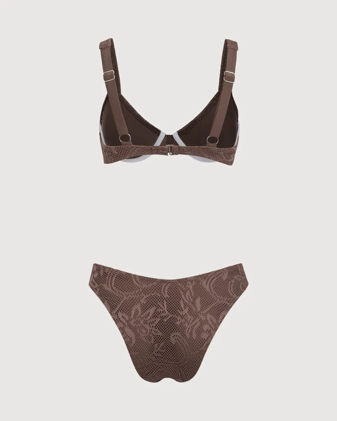 Brown Mesh Underwire Bikini Set