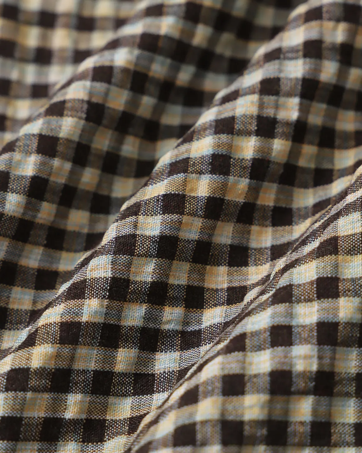 Brown Plaid Shirred Slip Midi Dress