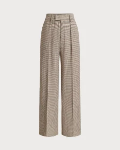 Brown Plaid Straigh Pants