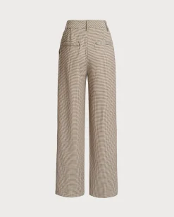 Brown Plaid Straigh Pants