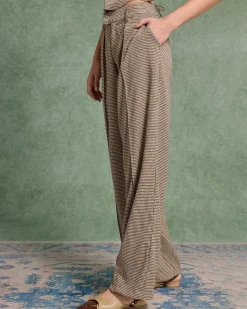 Brown Plaid Straigh Pants