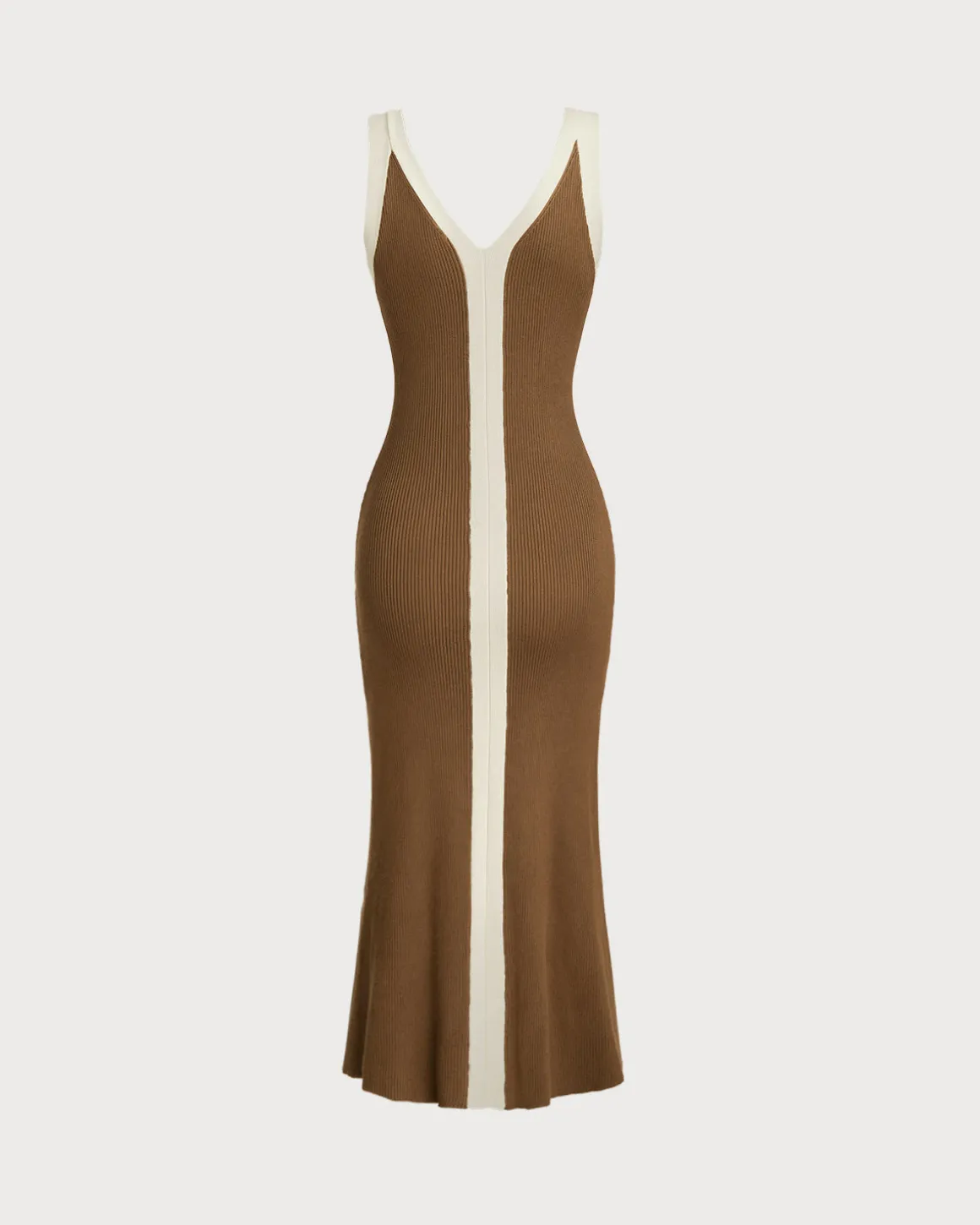Caramel Contrast Sleeveless Midi Dress
