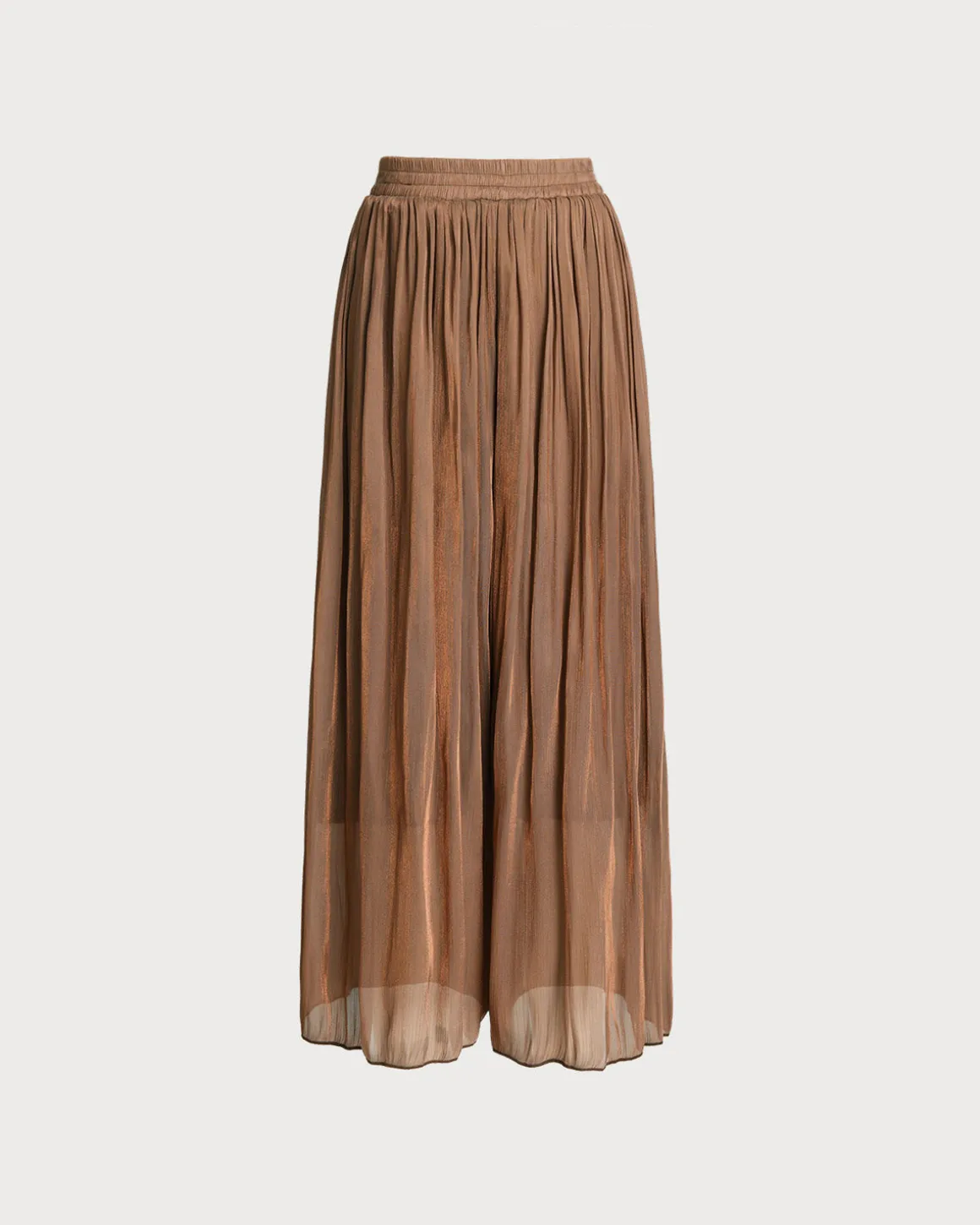 Caramel Elastic Waist Ruched A-Line Skorts