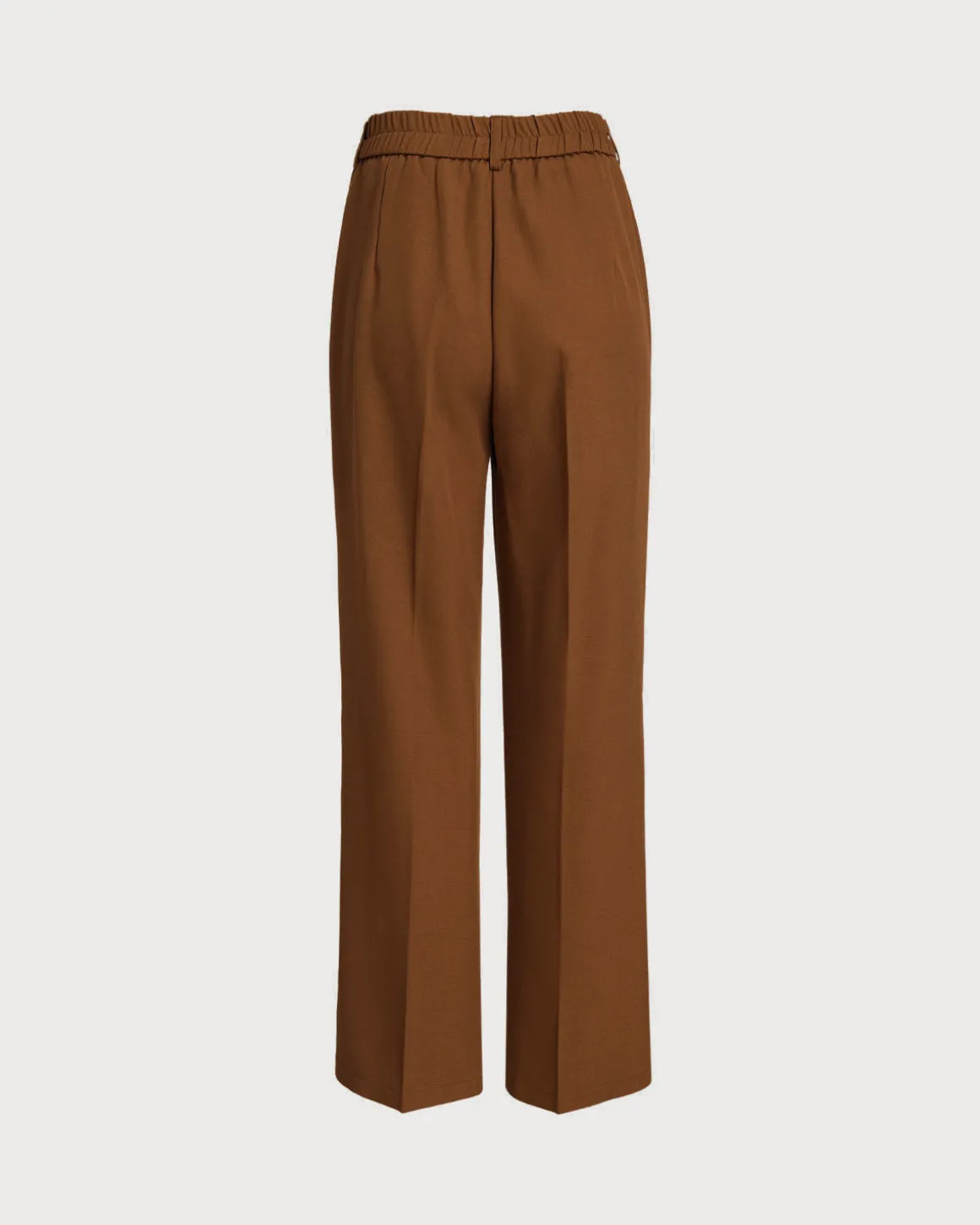 Caramel Elastic Waist Straight Pants