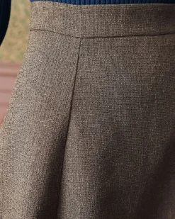 Coffee High Waisted Tweed Skirt