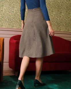 Coffee High Waisted Tweed Skirt