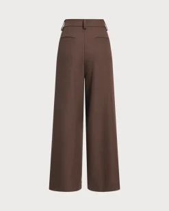 Coffee Ruched Straight Pants