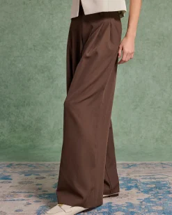Coffee Ruched Straight Pants