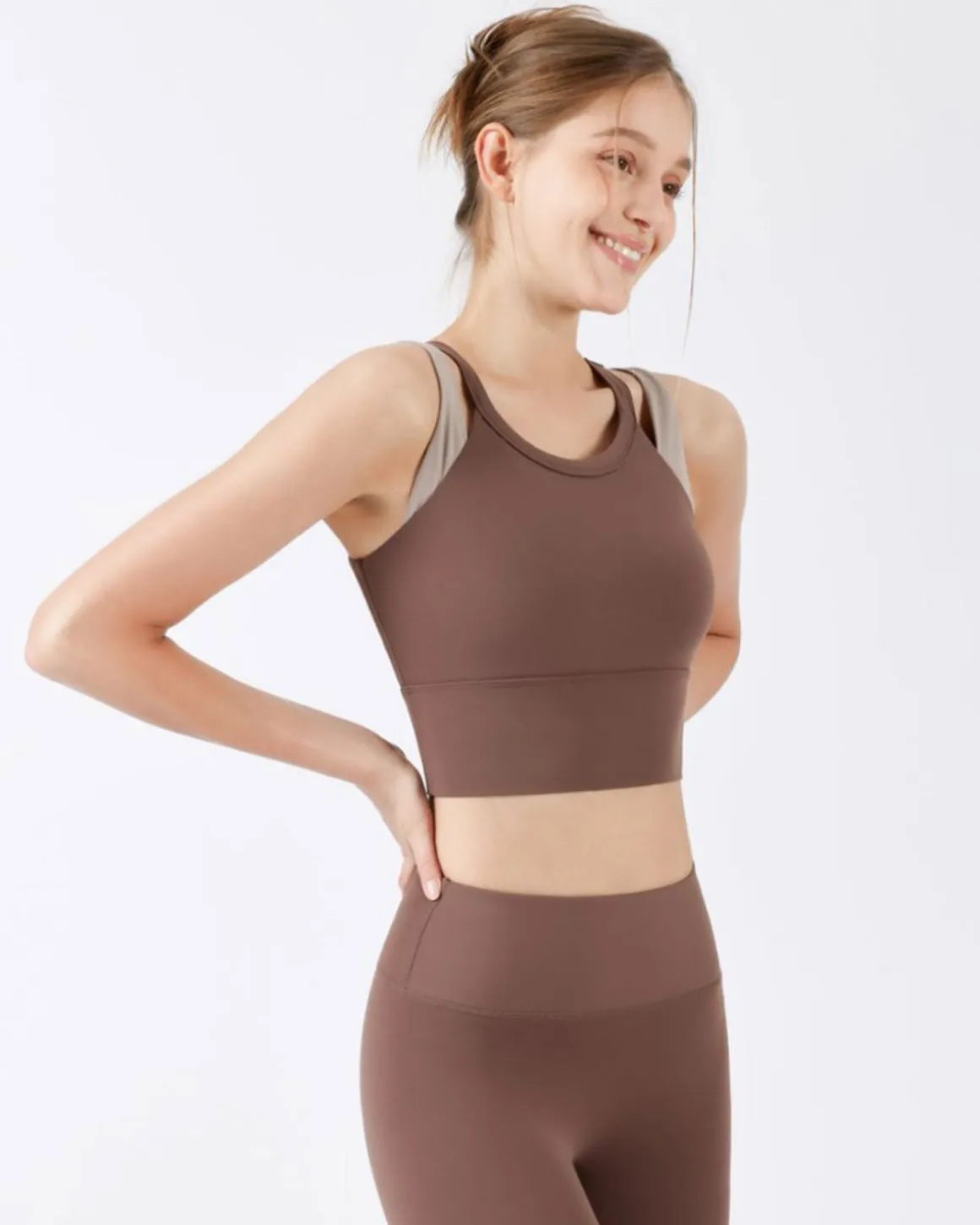 Coffee X-Cross Yoga Camis - Light Support