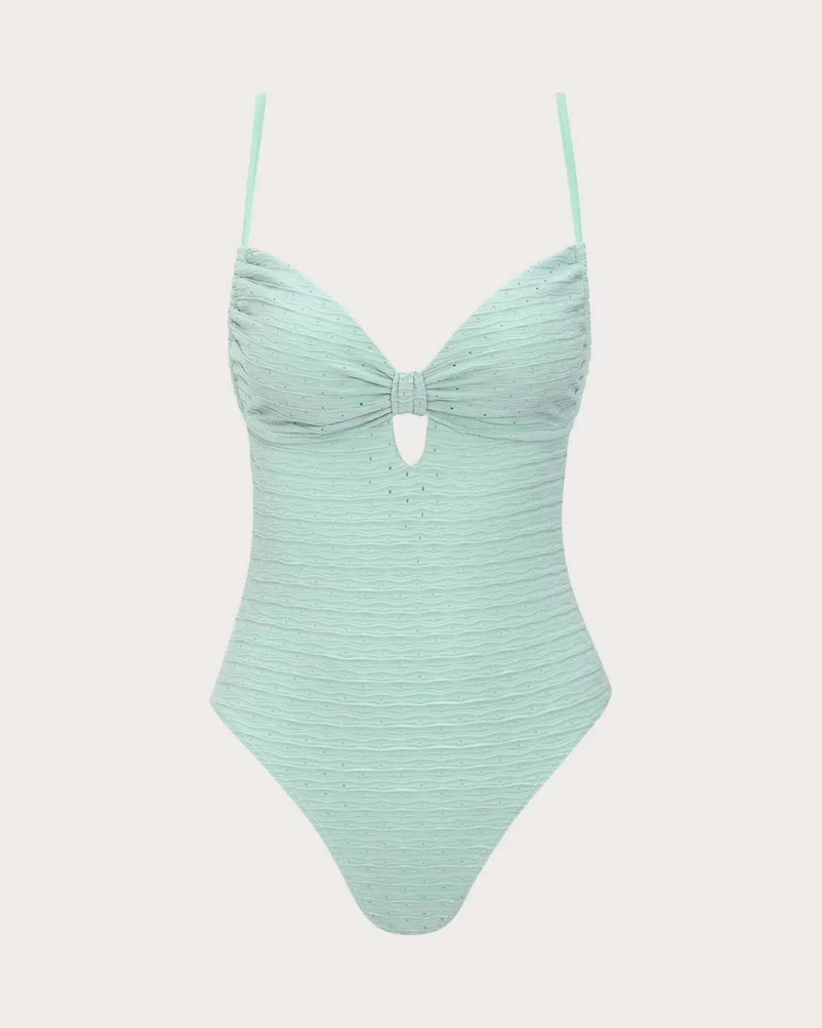 Cyan Cutout Pleated One-Piece Swimsuit