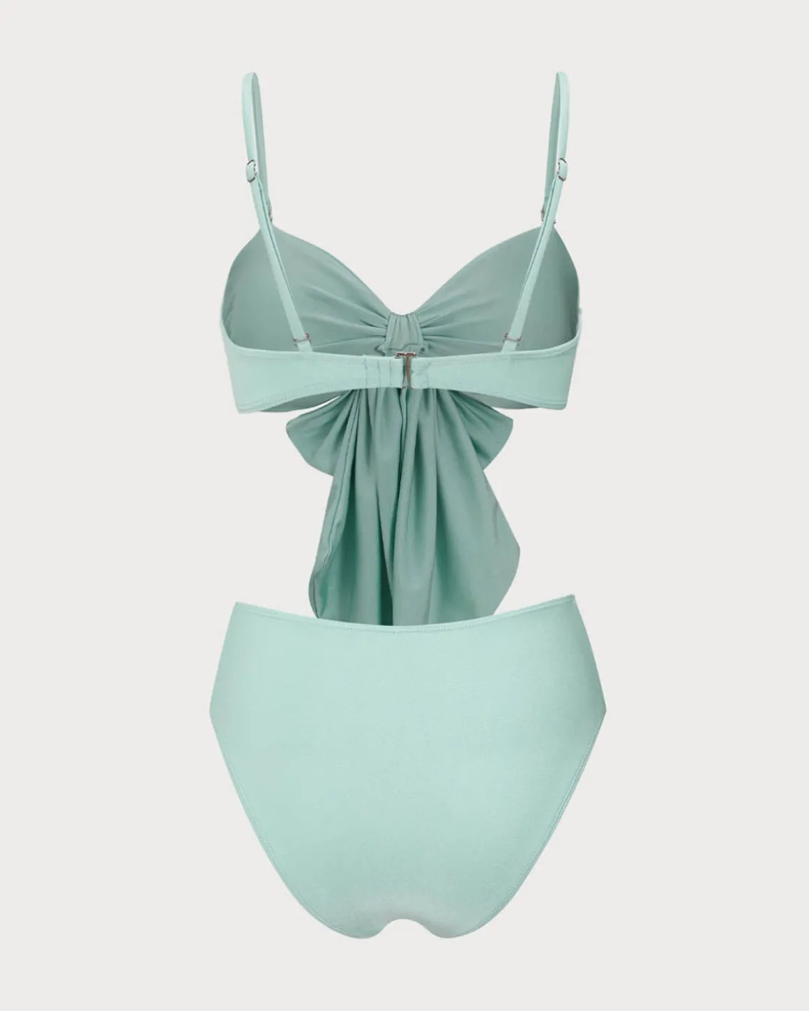 Cyan Ruched Bowknot Bikini Set