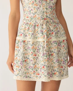 Floral Elastic Waist Ruched Mini Skirt