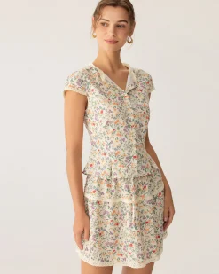 Floral Elastic Waist Ruched Mini Skirt