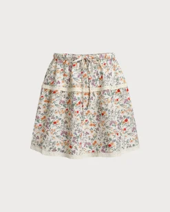Floral Elastic Waist Ruched Mini Skirt
