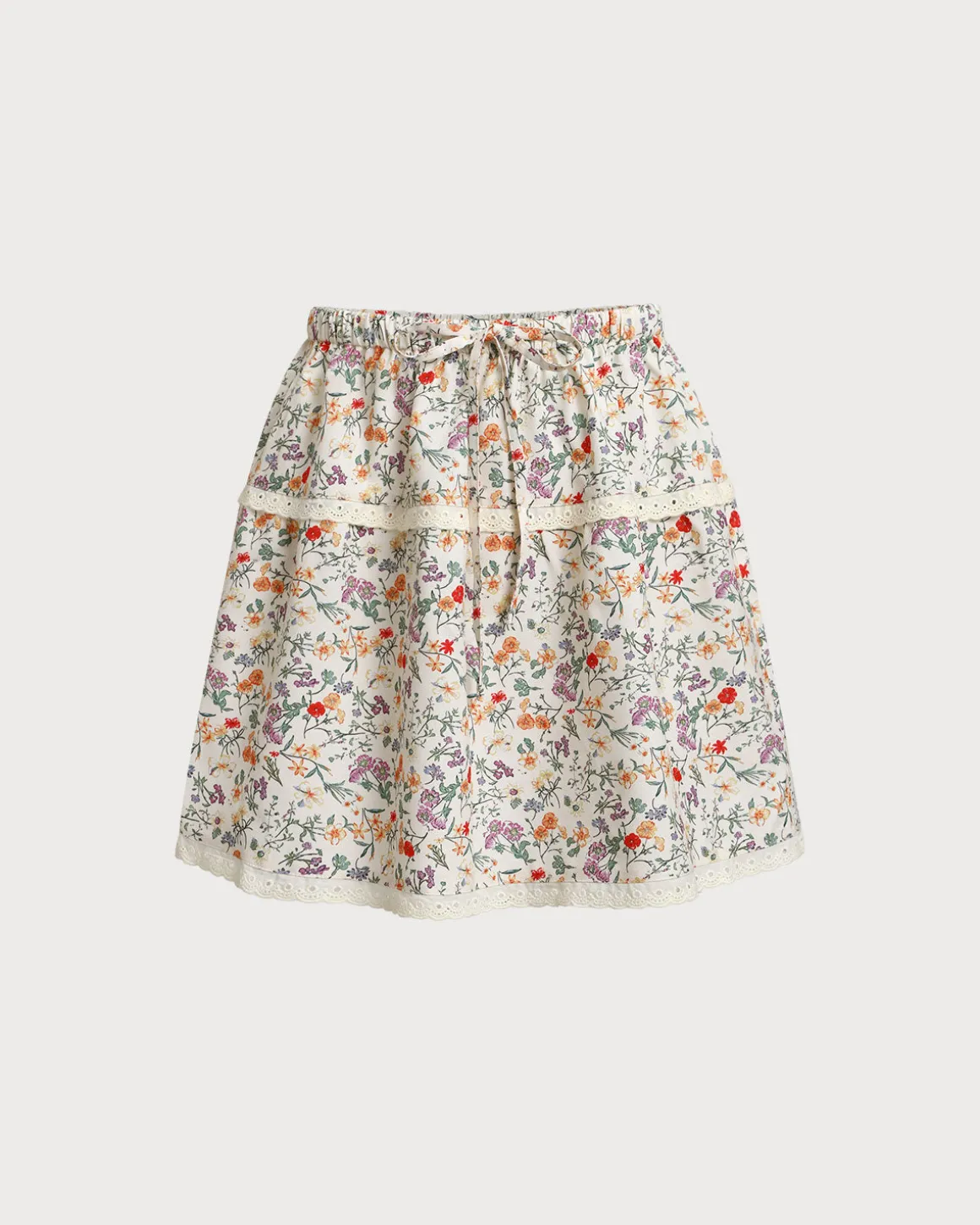 Floral Elastic Waist Ruched Mini Skirt