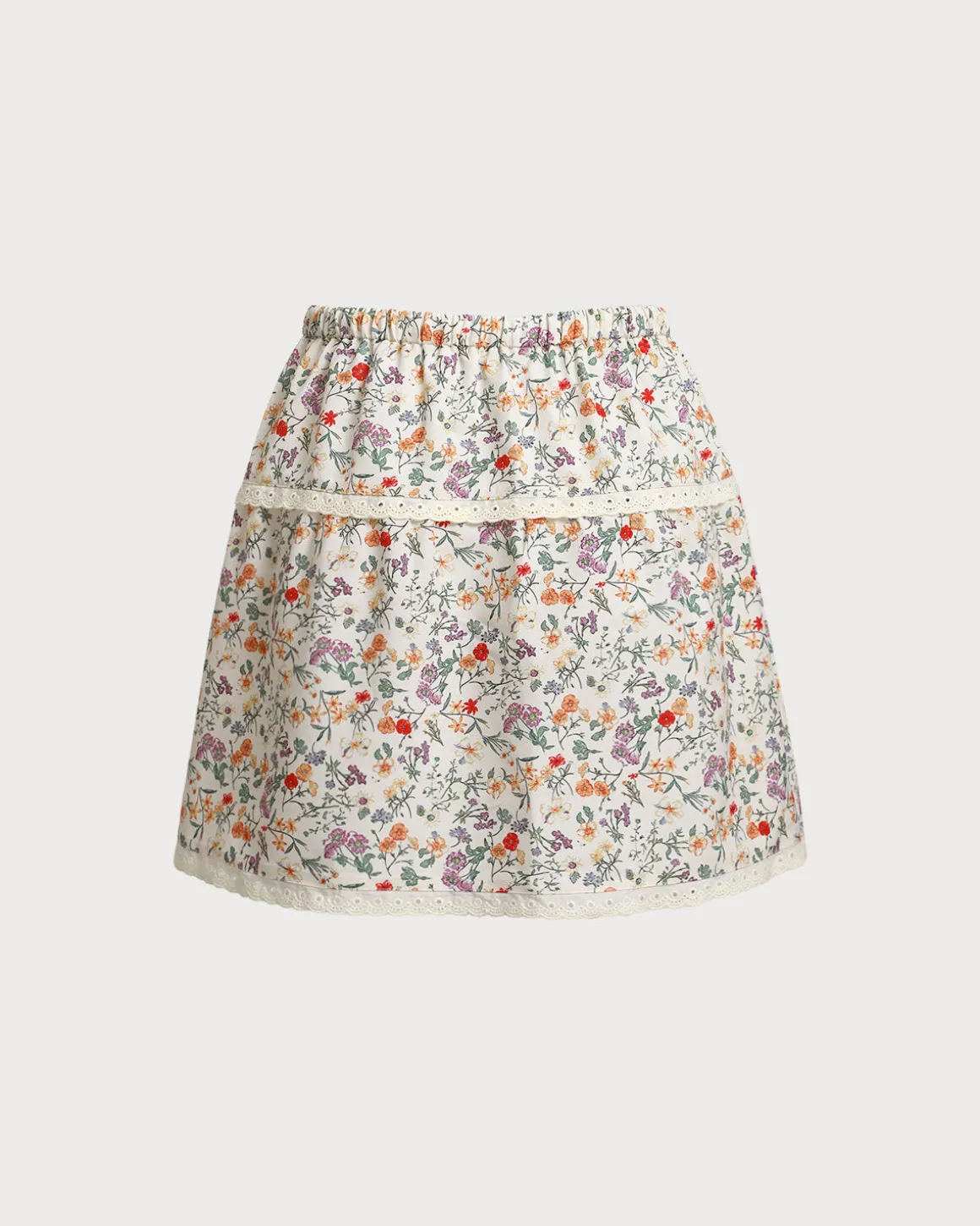 Floral Elastic Waist Ruched Mini Skirt