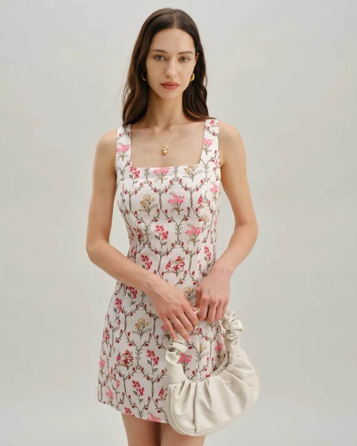 Floral Square Neck A-Line Slip Mini Dress