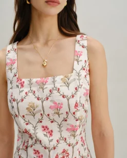 Floral Square Neck A-Line Slip Mini Dress