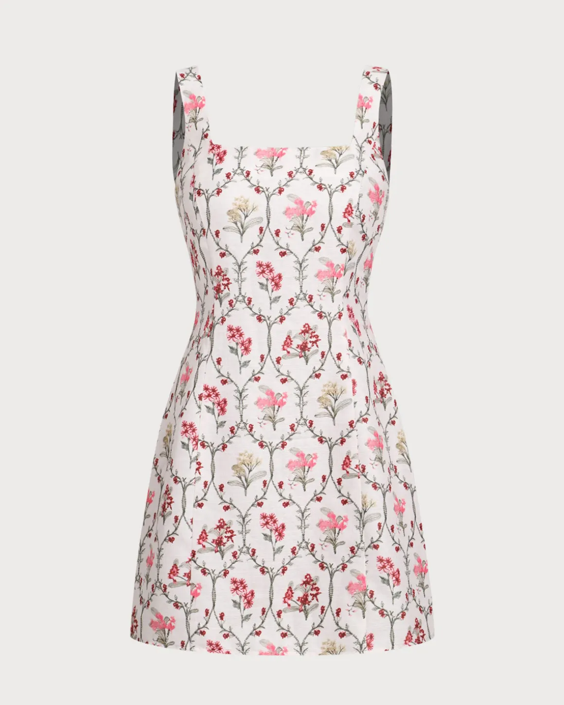 Floral Square Neck A-Line Slip Mini Dress