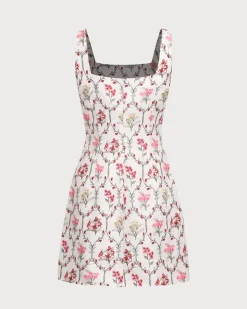Floral Square Neck A-Line Slip Mini Dress