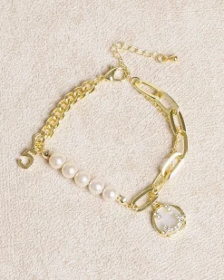 Gold Alloy Pearl Bracelet