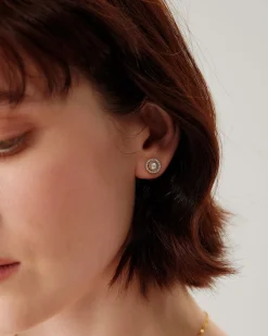 Gold Pearl Stud Earrings
