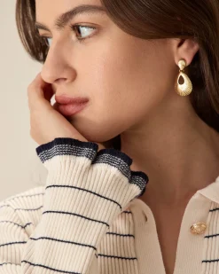 Gold Water Drops Cutout Earrings