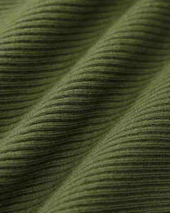 Green Boat Neck Ruffle Slim Tee