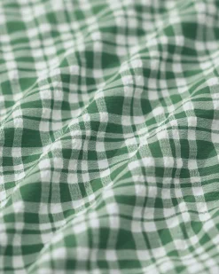 Green Contrast Plaid Wrinkled Bikini Set