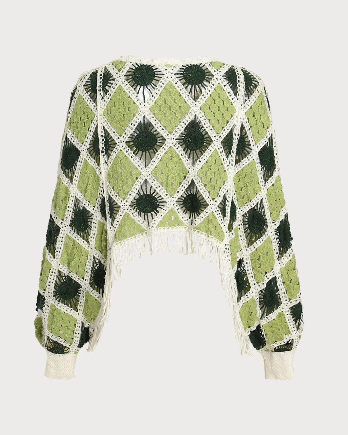 Green Cropped Crochet Sweater